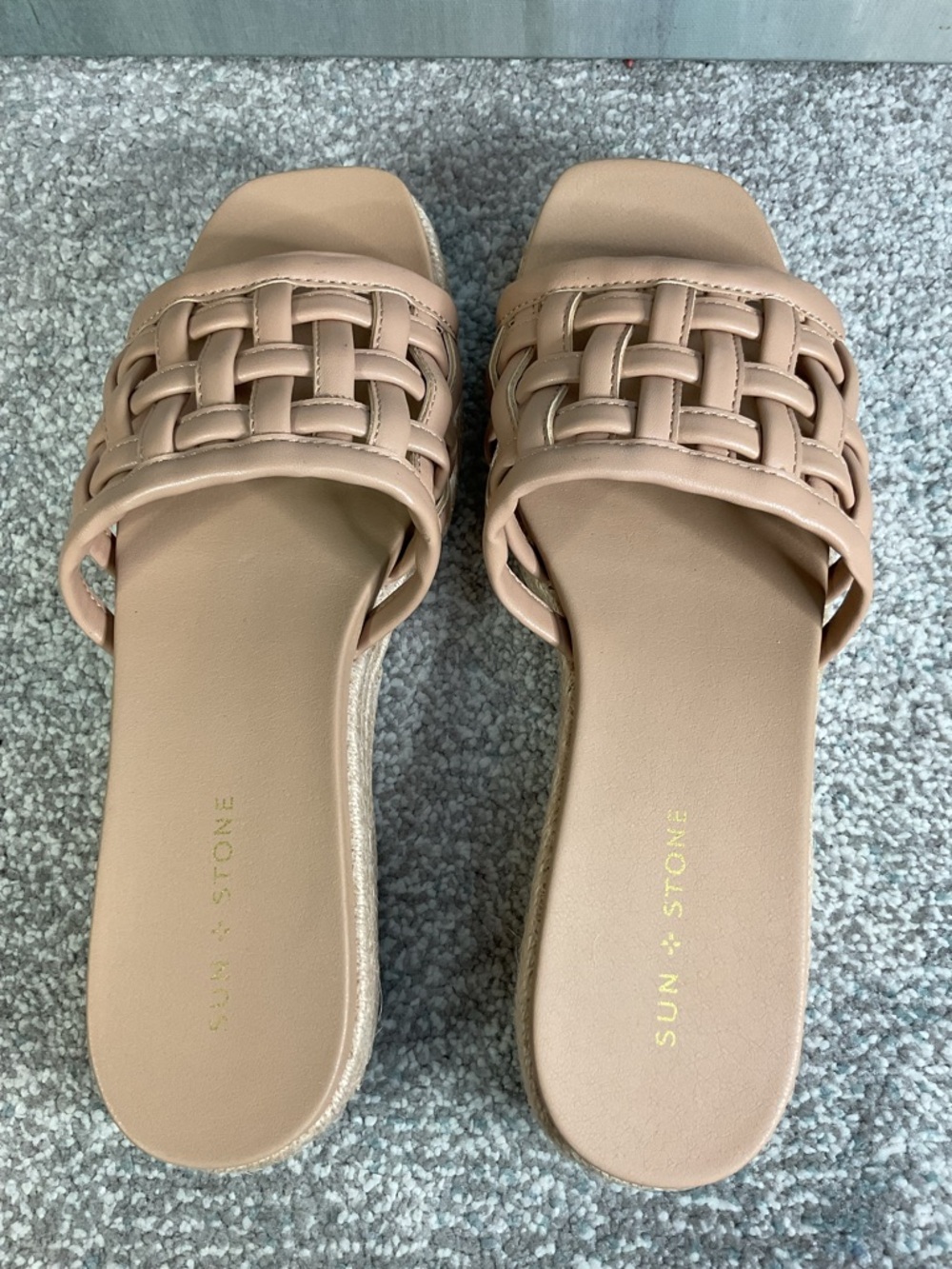 Sun + Stone Jordanaa Tan Woven Espadrille Platform Wedge Sandals - Sz. 8.5 (NIB) - Picture 5 of 14